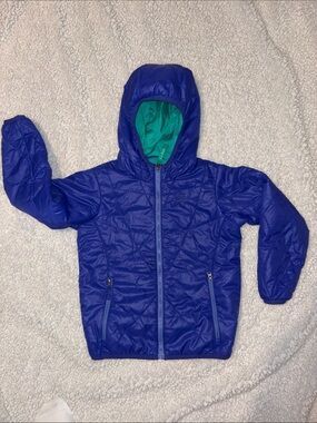 L.L. Bean Kids Puff-N-Stuff Jacket Little Girls' Puffer Blue with Teal Lining